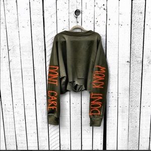 Wren + Glory Don’t Know Don’t Care distressed sweatshirt #81